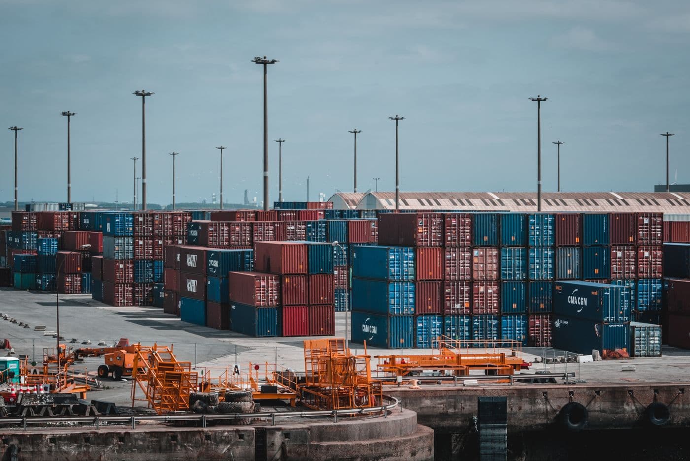 Shipping containers at an international port